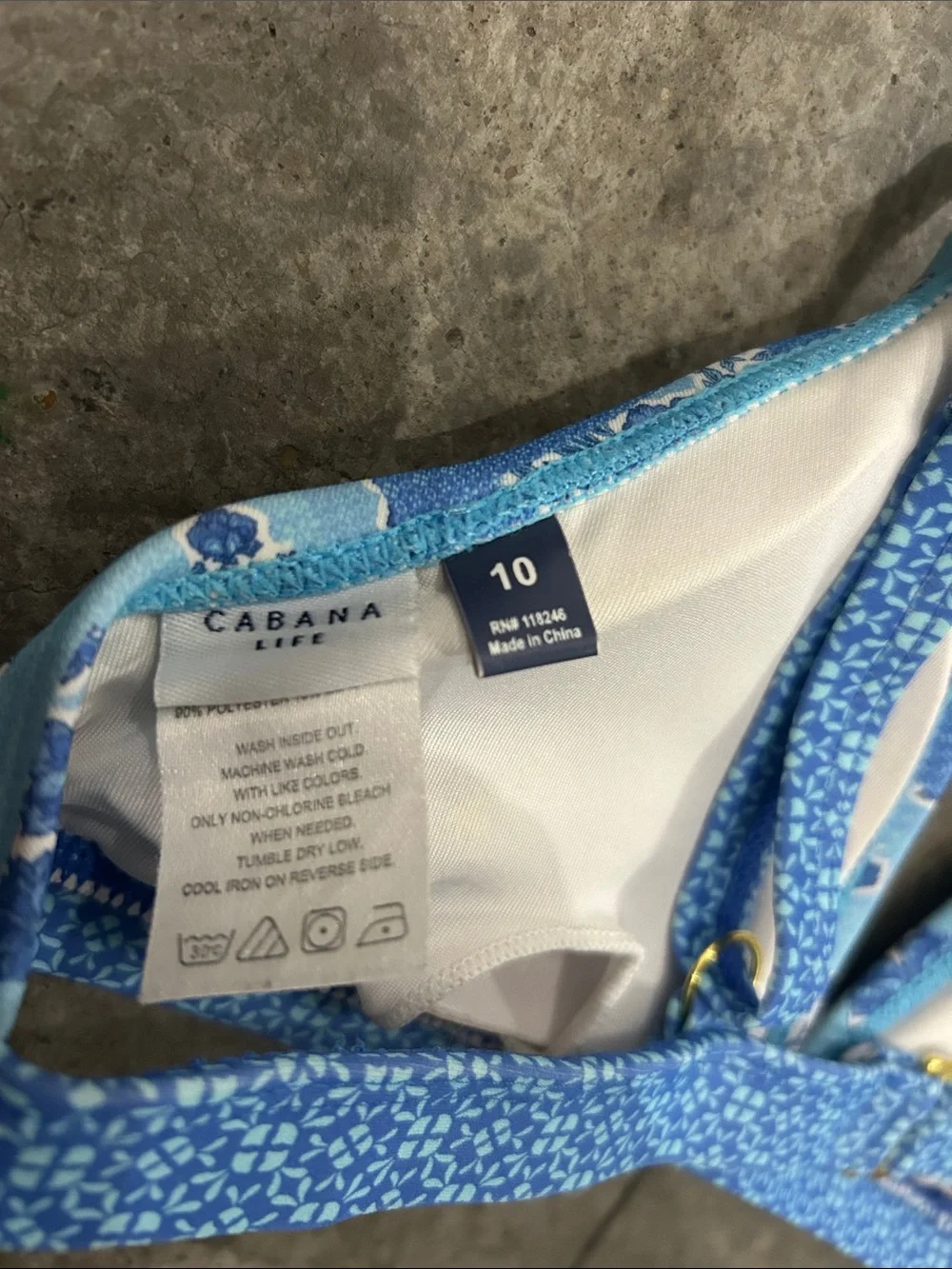 Cabana Life Girls Blue & Teal Patterned Swim Bikini Tops